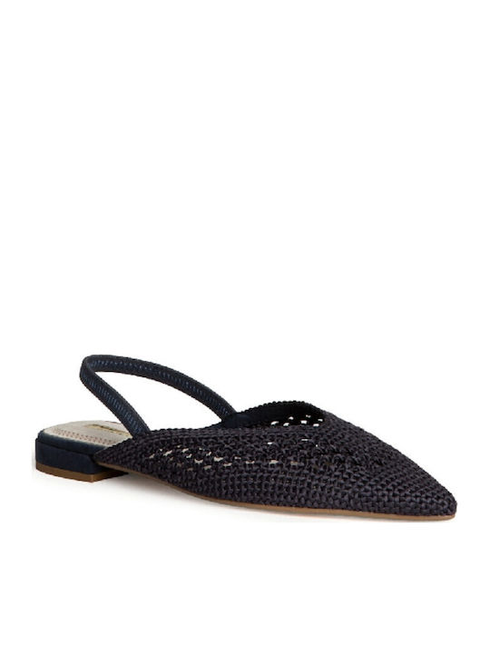Damen Ballerinas mit Riemen in Blau Farbe