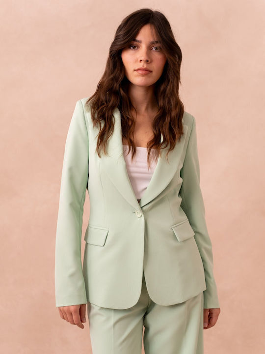 Attentif Women's Waisted Blazer Light Green