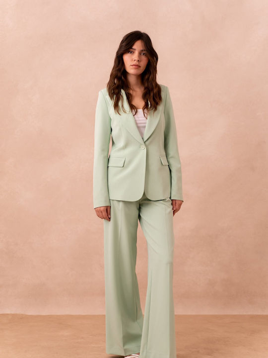 Attentif Women's Waisted Blazer Light Green