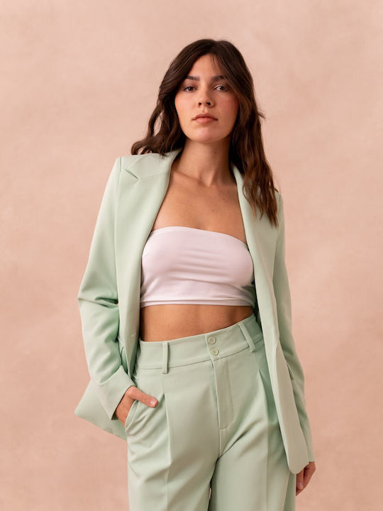 Attentif Women's Waisted Blazer Light Green