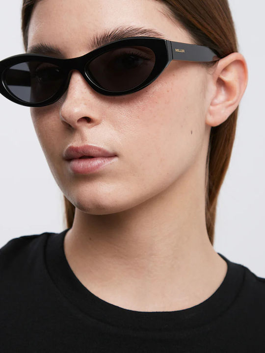Meller Mara Unisex Sunglasses with Black Plastic Frame and Black Polarized Lens