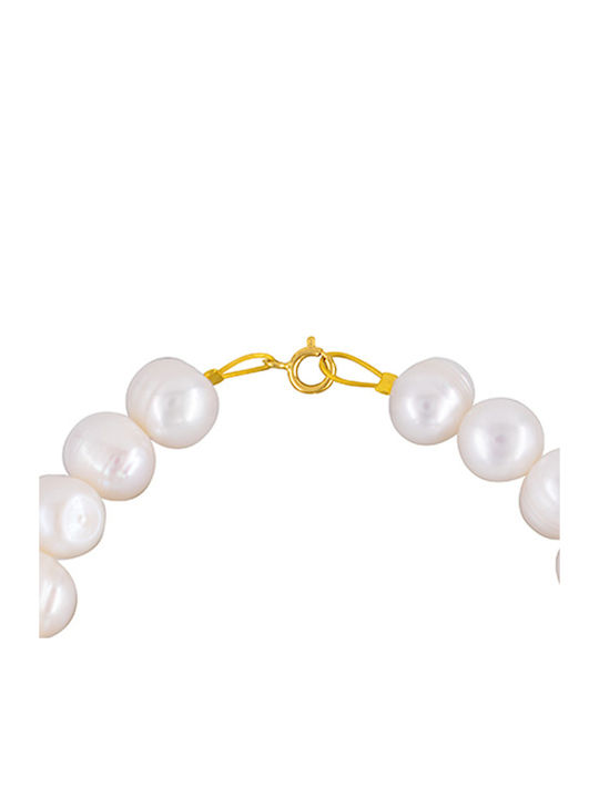 Bracelet K14 Gold Clasp White Pearls B126166