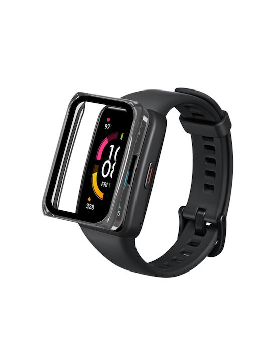 Пластмасов Калъф със Стъкло в Бял цвят за Huawei Band 7, Huawei Band 6, Honor Band 6