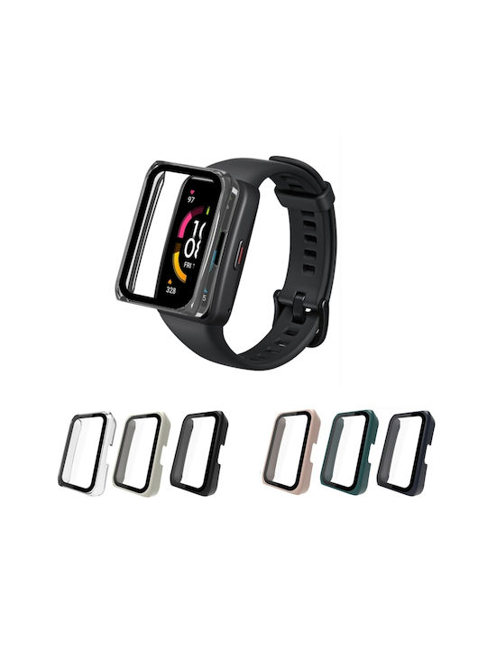 Пластмасов Калъф със Стъкло в Син цвят за Huawei Band 7, Huawei Band 6, Honor Band 6