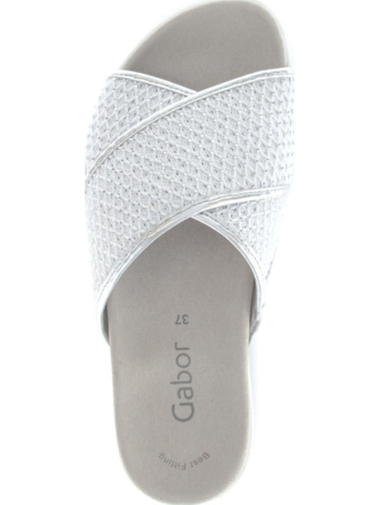 Leather Women's Flat Sandals Anatomic in Silver Color