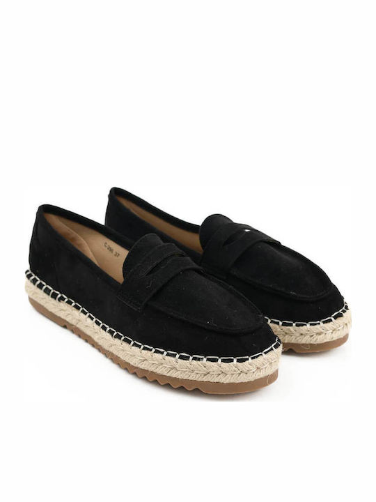 Black Loafers Espadrille Sole
