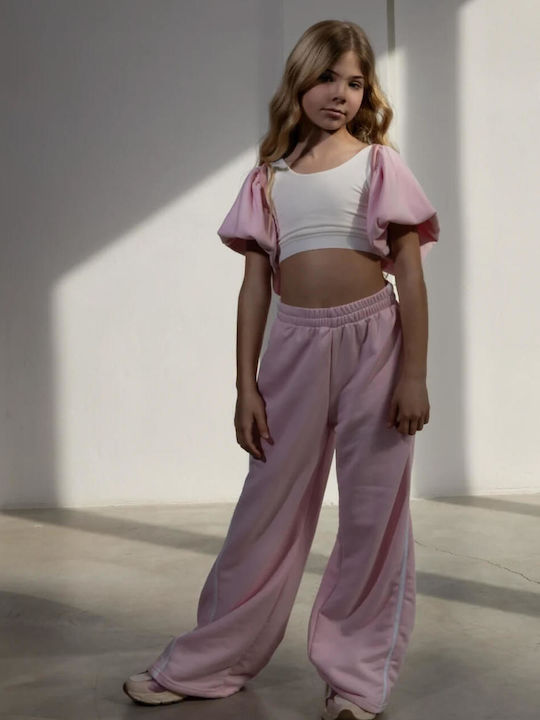 Παιδικό Crop Top Κοντομάνικο Off White