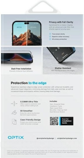 Uniq Optix 5D Privacy Tempered Glass (iPhone 17 Pro Max / iPhone 16 Pro Max)