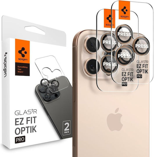 Spigen Optik Pro EZ Fit Camera Protector Tempered Glass Gold for iPhone 16 Pro / Pro Max / 17 Pro / Pro Max