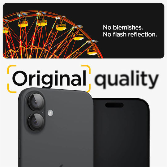 Spigen Optik Pro EZ Fit Camera Protection Tempered Glass Black for the Apple iPhone 16, iPhone 16 Plus