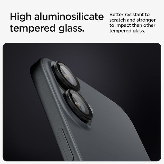 Spigen Optik Pro EZ Fit Camera Protection Tempered Glass Black for the Apple iPhone 16, iPhone 16 Plus
