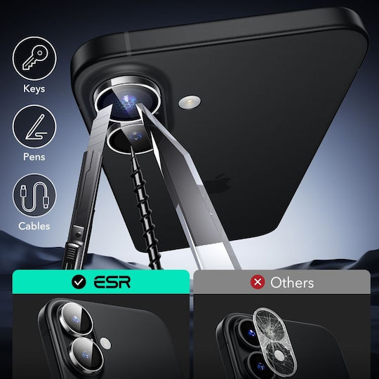 ESR Armorite Camera Protection Tempered Glass Transparent for the iPhone 16, iPhone 16 Plus