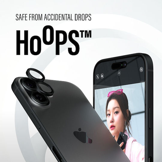 PanzerGlass Hoops Προστασία Κάμερας Tempered Glass Μαύρο για το iPhone 16, iPhone 16 Plus