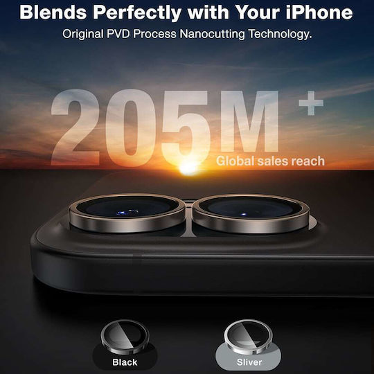 Torras Προστασία Κάμερας Tempered Glass Μαύρο για το iPhone 16 Pro