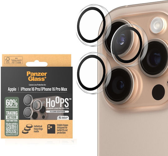 PanzerGlass Hoops Προστασία Κάμερας Tempered Glass Διάφανο για το iPhone 16 Pro, iPhone 16 Pro Max