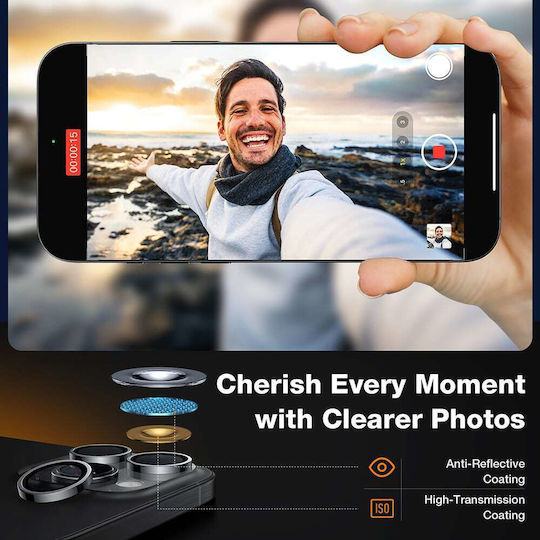 Torras Kameraschutz Gehärtetes Glas Gray für das iPhone 16 Pro Max