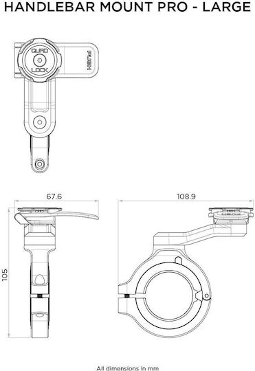 Quad Lock Βάση Κινητού Μοτοσυκλέτας με Κλιπ για το Τιμόνι
