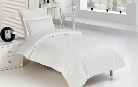 Set de lenjerie de pat stil hotel 100% damasc 1 persoană
