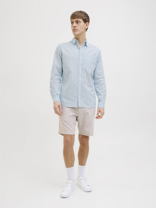 Μακρυμάνικo Βαμβακερό Πουκάμισο Ριγέ Chambray Blue