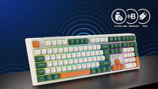 Canyon GKW-11 Drahtlos Gaming Mechanische Tastatur mit Benutzerdefiniert Braun Schaltern und RGB-Beleuchtung (Englisch US)
