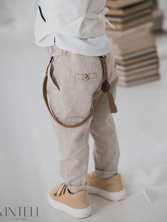 Vinteli Baptism Suit with Vest for Boys Ecru