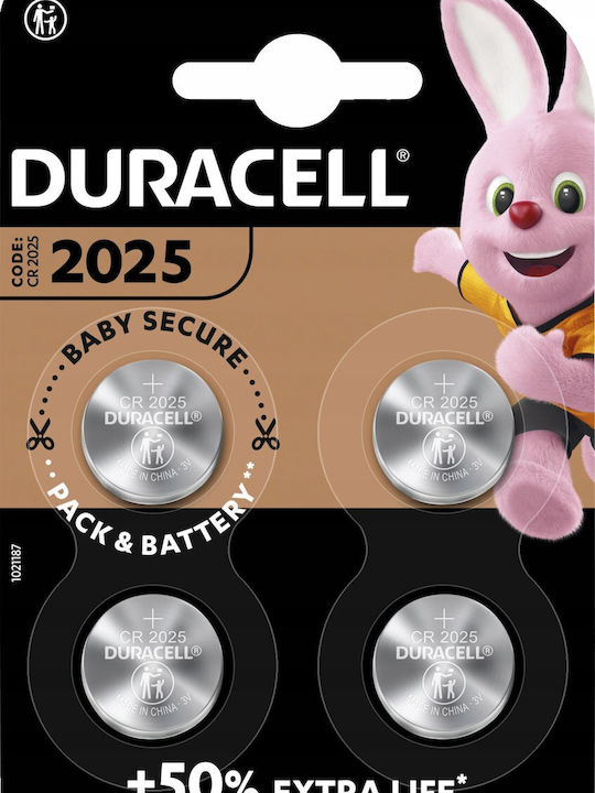 Duracell Baterii Litiu pentru ceasuri CR2025 3V 4buc
