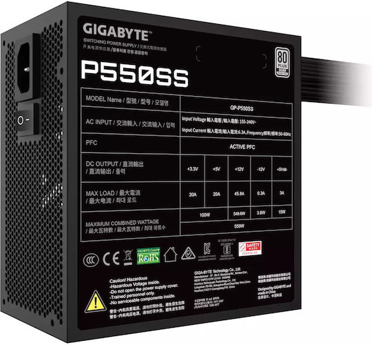 Gigabyte GP-P550SS 550W Μαύρο Τροφοδοτικό Υπολογιστή Full Wired 80 Plus Silver