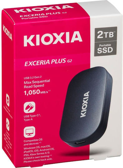 Kioxia Exceria Plus G2 USB 3.2 / USB-C Extern SSD 2TB Negru