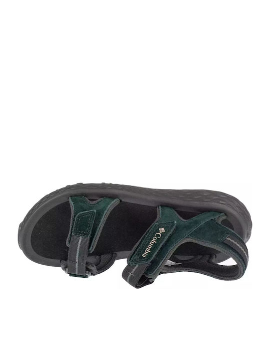 Konos Hiker Leather Women's Flat Sandals Sporty in Green Color