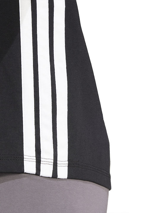 Essentials 3-Stripes Bluza Damă Sport Mâneci Scurte Neagră