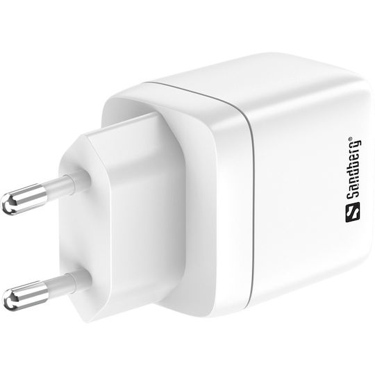 Sandberg Φορτιστής Χωρίς Καλώδιο με Θύρα USB-A και Θύρα USB-C 35W Power Delivery / Quick Charge 3.0 Λευκός (441-52)