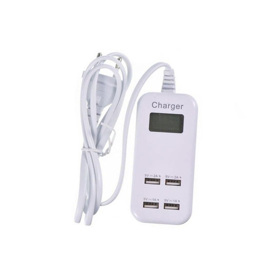 Φορτιστής Χωρίς Καλώδιο με 4 Θύρες USB-A 15W Λευκός