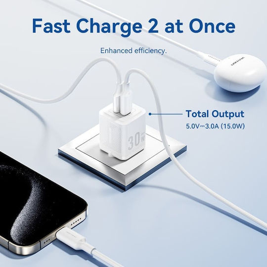 Vention Vention GaN Charger with USB-A and USB-C Ports and USB-C - USB-C Power Delivery Cable Black