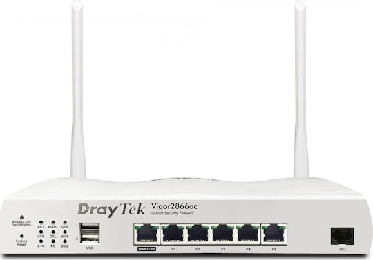 Draytek Vigor 2866Vax ADSL2+ Безжичен Модем Рутер Wi‑Fi 6 - Wi‑Fi 6 с 5 Порта Gigabit Ethernet