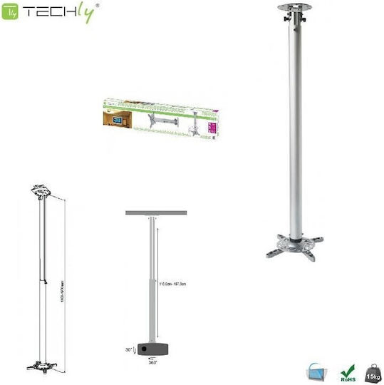 Techly Projector Mount Ceiling with Maximum Load Capacity of 15kg Gray