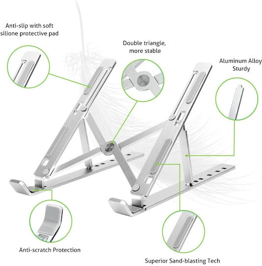Techly ICA-TBL 134TY Βάση Στήριξης για Laptop έως 16" Ασημί