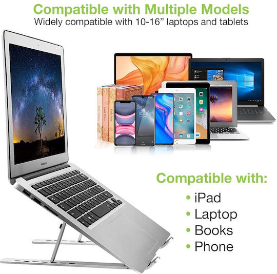 Techly ICA-TBL 134TY Βάση Στήριξης για Laptop έως 16" Ασημί