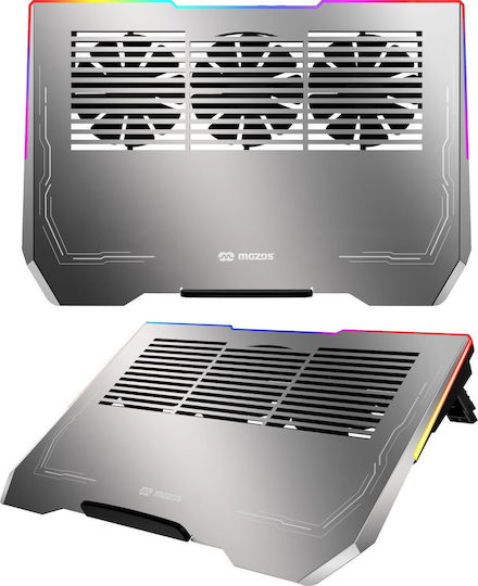 Mozos Mozos Cooling Pad für Laptop bis 17.3" mit 3 Lüftern und Beleuchtetem Silber LS6-RGB