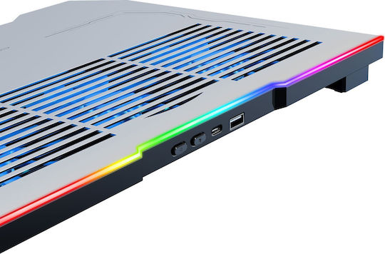 Mozos Mozos Cooling Pad für Laptop bis 17.3" mit 3 Lüftern und Beleuchtetem Silber LS6-RGB