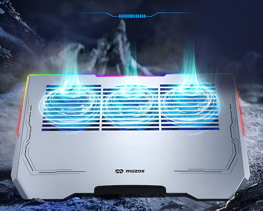 Mozos Mozos Cooling Pad für Laptop bis 17.3" mit 3 Lüftern und Beleuchtetem Silber LS6-RGB