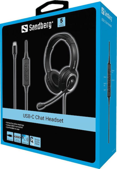 Sandberg Chat On Ear Multimedia Ακουστικά με μικρόφωνο και σύνδεση USB-C