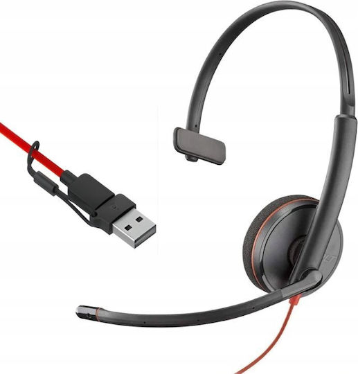 Poly Blackwire 3210 On Ear Multimedia Headphone with Microphone USB-A / USB-C