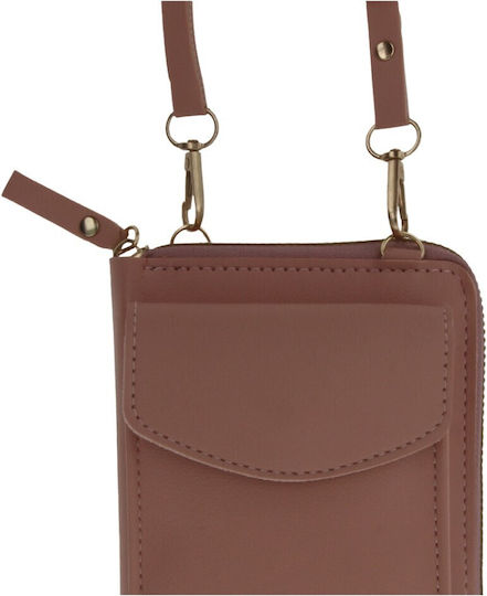 TelForceOne Crossbody Leather Wallet Book Case / Pouch Ροζ 46162