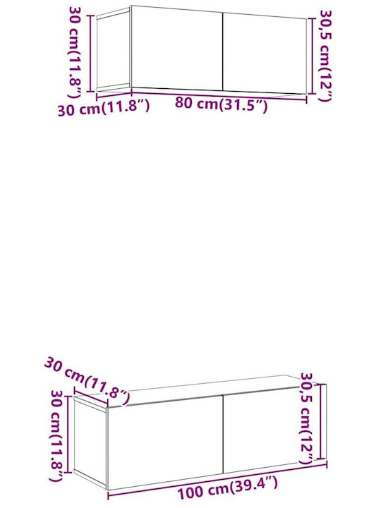 Wohnzimmer TV-Einheit Old Wood L100xB30xH30cm