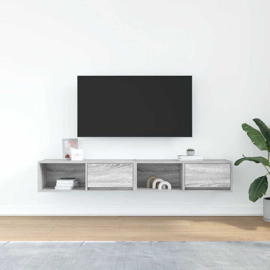 Vidaxl Έπιπλα Τηλεόρασης 2 Τεμ 80x31x25,5 Εκ Επεξεργασμένο Ξύλο Γκρι
