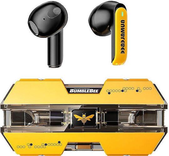 The Transformers TF-T01 Earbud Bluetooth Handsfree Ακουστικά με Θήκη Φόρτισης Κίτρινα