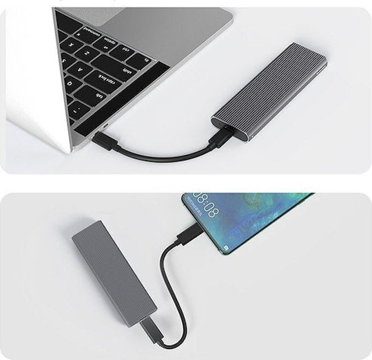 Qoltec Hard Drive Case M.2 SATA III NVME with connection USB 3.1 in Gray color