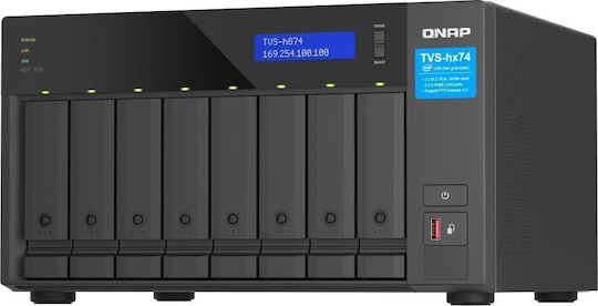 QNap NAS Turm mit 8 Steckplätzen für HDD/M.2/SSD und 2 Ethernet-Anschlüsse (TVS-h874X-i9-64G)
