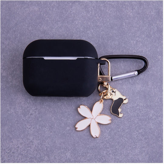 TelForceOne Pendant And Carabiner Silicone Case With Hook in Black for Apple AirPods Pro