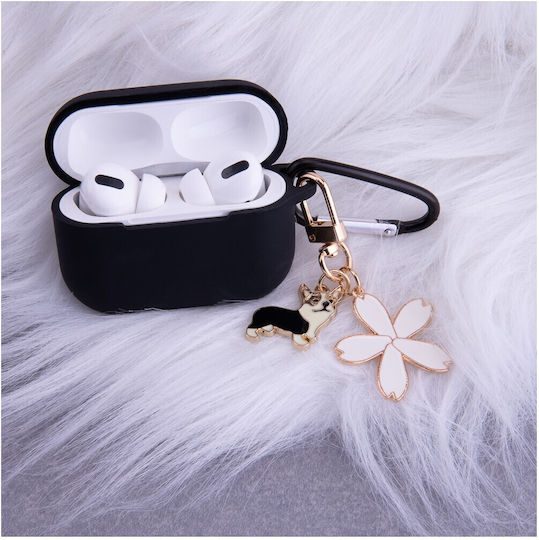 TelForceOne Pendant And Carabiner Silicone Case With Hook in Black for Apple AirPods Pro